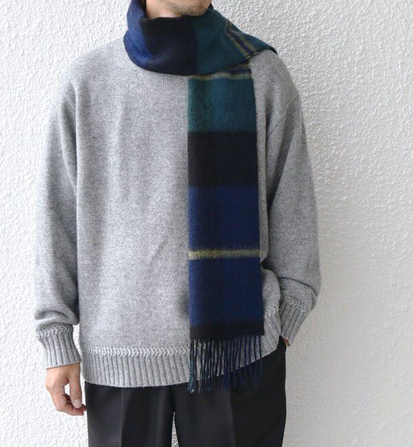 SHIPS any「SHIPS any: ウール リバーシブル チェック マフラー 24FW◇」|マフラー|ネイビー