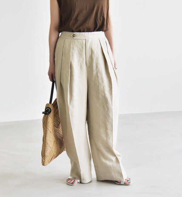 quaranciel「quaranciel:〈洗濯機可能〉ヨーロピアンフラックス リネン タック ワイド パンツ」|その他|