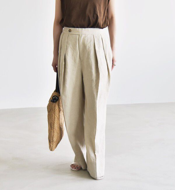 quaranciel「quaranciel:〈洗濯機可能〉ヨーロピアンフラックス リネン タック ワイド パンツ」|その他|