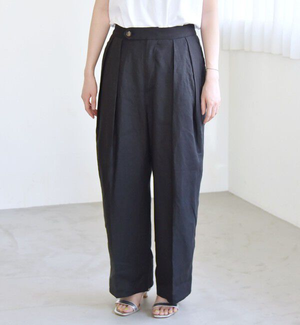 quaranciel「quaranciel:〈洗濯機可能〉ヨーロピアンフラックス リネン タック ワイド パンツ」|その他|