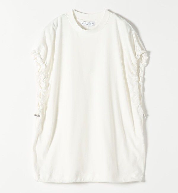 quaranciel「quaranciel:〈接触冷感/汗染み防止加工/洗濯機可能〉ドロスト ギャザー チュニック TEE」|Tシャツ・カットソー|