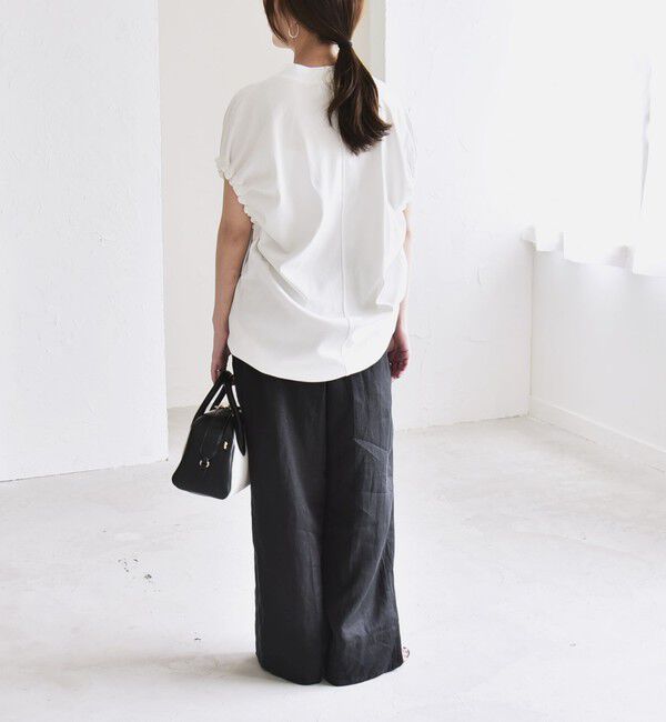 quaranciel「quaranciel:〈接触冷感/汗染み防止加工/洗濯機可能〉ドロスト ギャザー チュニック TEE」|Tシャツ・カットソー|