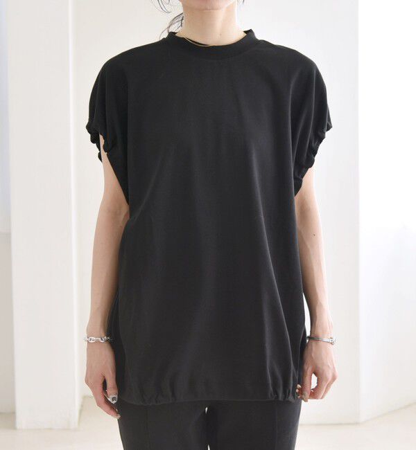 quaranciel「quaranciel:〈接触冷感/汗染み防止加工/洗濯機可能〉ドロスト ギャザー チュニック TEE」|Tシャツ・カットソー|