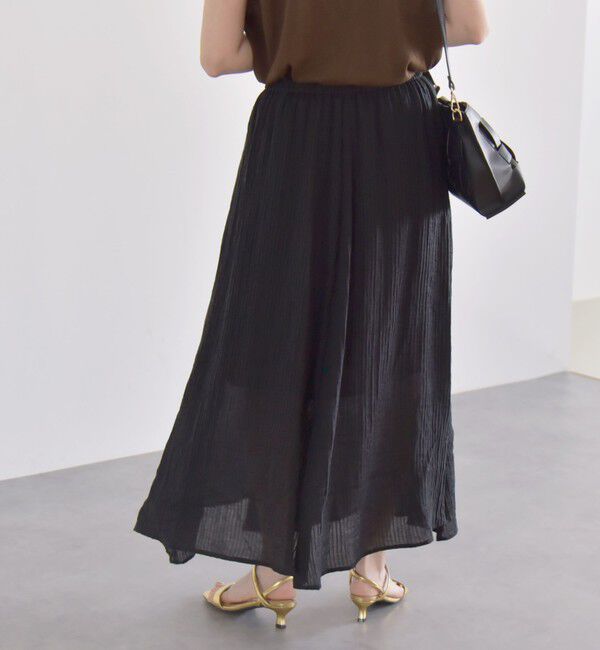 quaranciel「quaranciel:〈洗濯機可能〉シアー ストライプ ギャザーフレア スカート & ブラウス セット」|ワンピース|