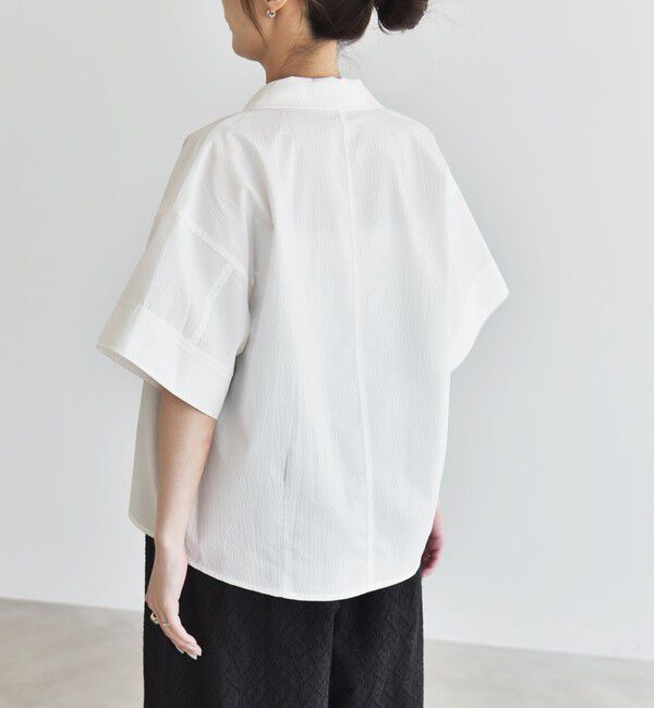 quaranciel「quaranciel:〈洗濯機可能〉ミニサッカー ハーフスリーブ 開襟 シャツ」|シャツ・ブラウス|