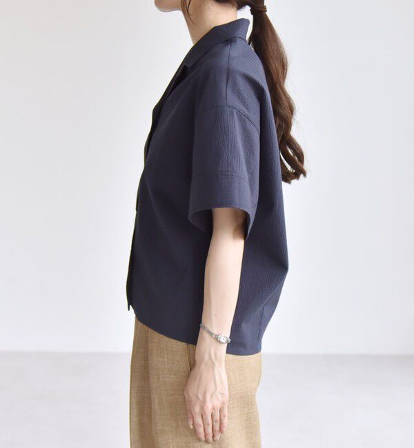 quaranciel「quaranciel:〈洗濯機可能〉ミニサッカー ハーフスリーブ 開襟 シャツ」|シャツ・ブラウス|