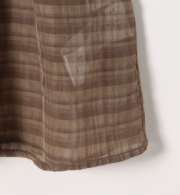 quaranciel「quaranciel:〈手洗い可能〉シアー チェック ノーカラー ハーフスリーブ ブラウス」|シャツ・ブラウス|