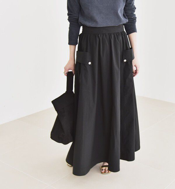 quaranciel「quaranciel:〈洗濯機可能〉タイプライター ギャザー フレア ポケット スカート」|スカート|