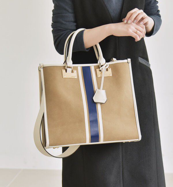 quaranciel「quaranciel: 2way パイピング ライン スクエア トート バッグ」|トートバッグ|