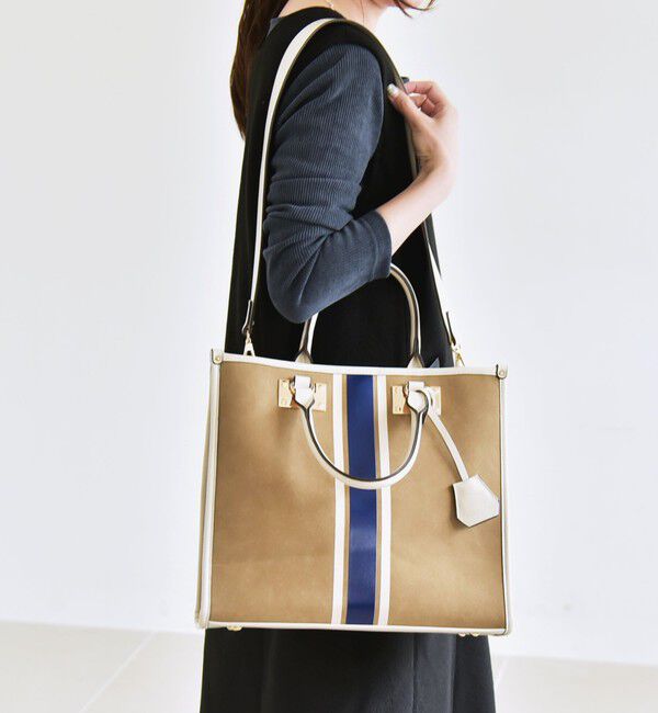 quaranciel「quaranciel: 2way パイピング ライン スクエア トート バッグ」|トートバッグ|