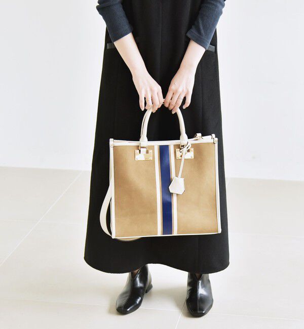 quaranciel「quaranciel: 2way パイピング ライン スクエア トート バッグ」|トートバッグ|