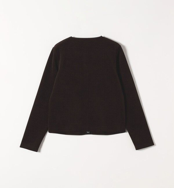 quaranciel「quaranciel:〈洗濯機可能〉ポリエステル ベロア リブ コンパクト スナップ カーディガン」|カーディガン|