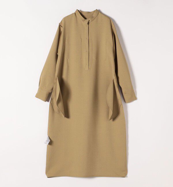 quaranciel「quaranciel:〈洗濯機可能〉ダブルクロス スタンドカラー ポケット シャツ ワンピース」|ワンピース|
