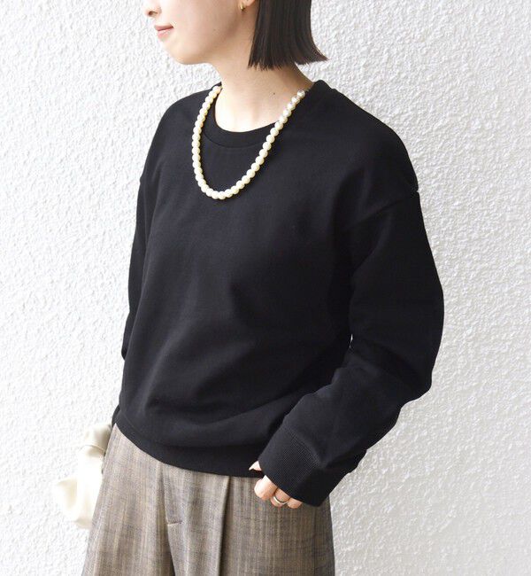 SHIPS for women「【WEB限定】〈手洗い可能〉パール調 ネックレス チャーム 付 ドルマン スウェット」|スウェット・ジャージ|