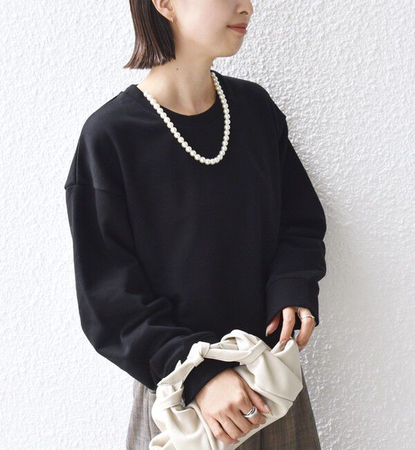 SHIPS for women「【WEB限定】〈手洗い可能〉パール調 ネックレス チャーム 付 ドルマン スウェット」|スウェット・ジャージ|