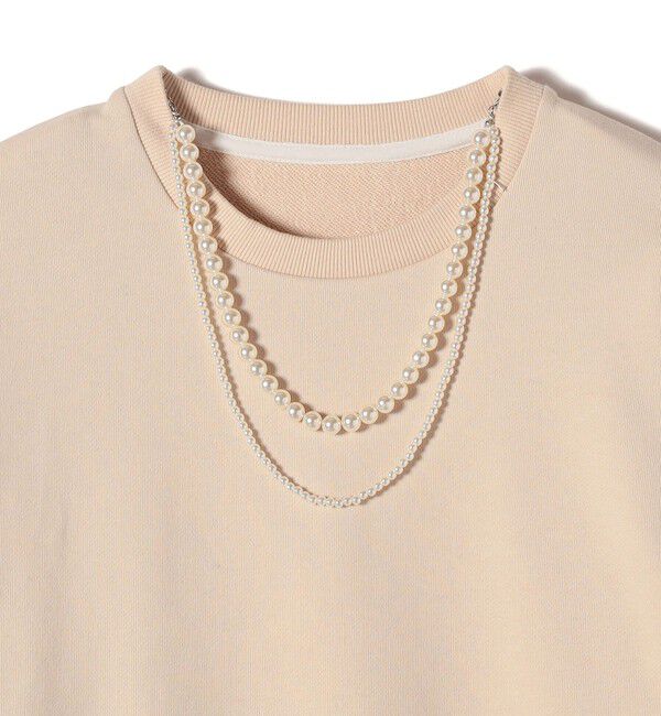 SHIPS for women「【WEB限定】〈手洗い可能〉パール調 ネックレス チャーム 付 ドルマン スウェット」|スウェット・ジャージ|