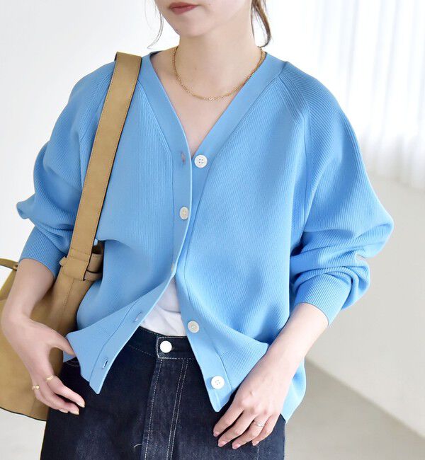 quaranciel「quaranciel:〈手洗い可能〉アゼ Vネック コンパクト ニット カーディガン」|カーディガン|