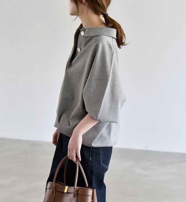 quaranciel「《追加予約》quaranciel:〈洗濯機可能〉ライト ポンチ ドロスト ポロ プルオーバー」|スウェット・ジャージ|