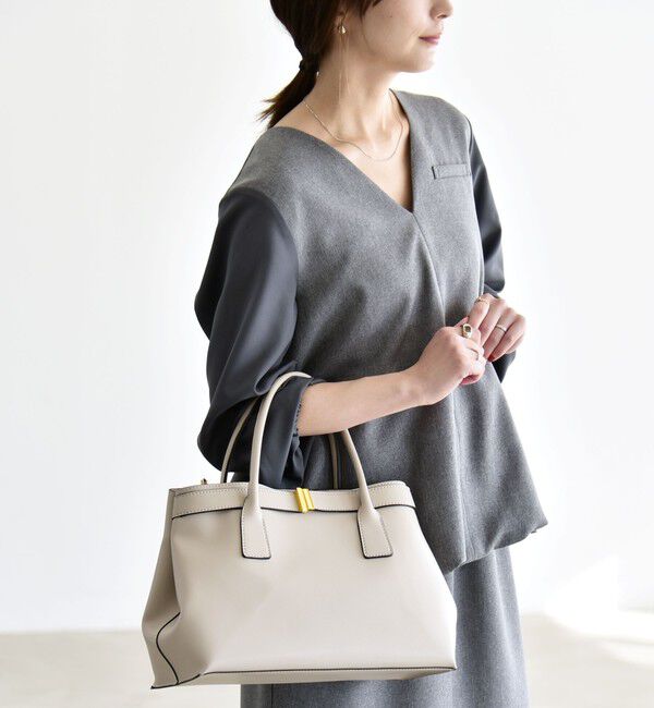 quaranciel「quaranciel:〈洗濯機可能〉Vネック ブラウス & Iライン スカート セットアップ」|ワンピース|