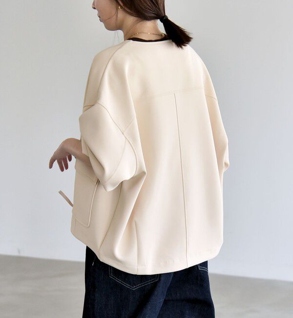 quaranciel「quaranciel:〈洗濯機可能〉ダンボール ノーカラー コンパクト ブルゾン」|ブルゾン・スタジャン|