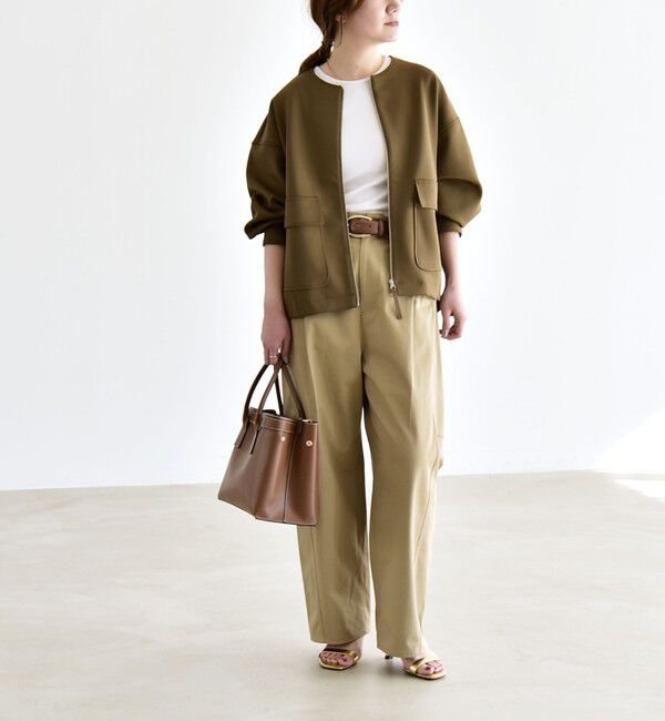 quaranciel「quaranciel:〈洗濯機可能〉ダンボール ノーカラー コンパクト ブルゾン」|ブルゾン・スタジャン|