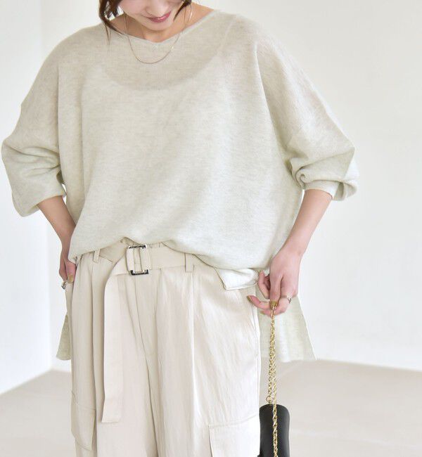 quaranciel「quaranciel:〈手洗い可能〉シアー 2way Vネック ドルマン ニット プルオーバー」|ニット・セーター|