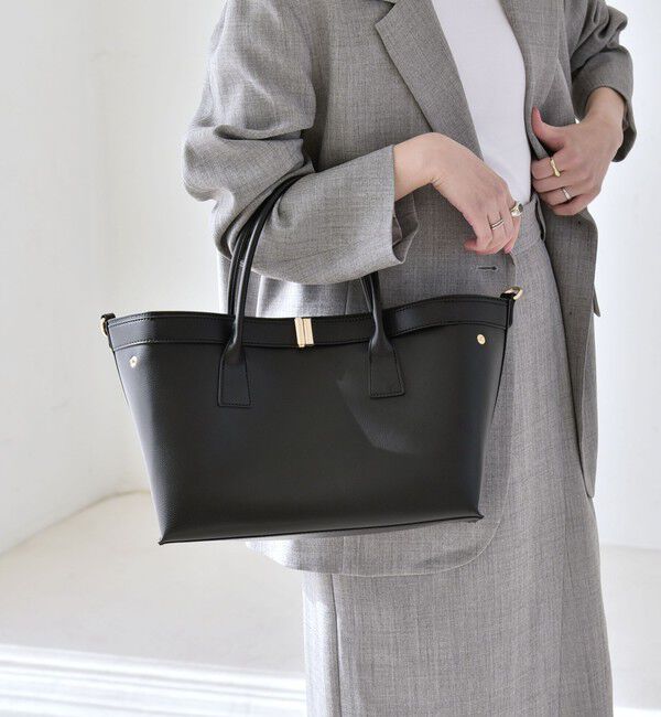 quaranciel「quaranciel: バックル 2way トート バッグ（A4対応）」|トートバッグ|ブラック