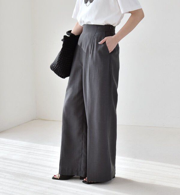 quaranciel「quaranciel:〈洗濯機可能〉リネン ミックス ハイウエスト ワイド パンツ」|その他|