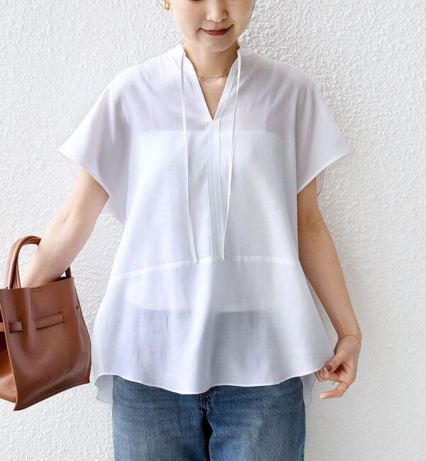 SHIPS for women「〈手洗い可能〉襟 フリル バック ギャザー ブラウス」|シャツ・ブラウス|