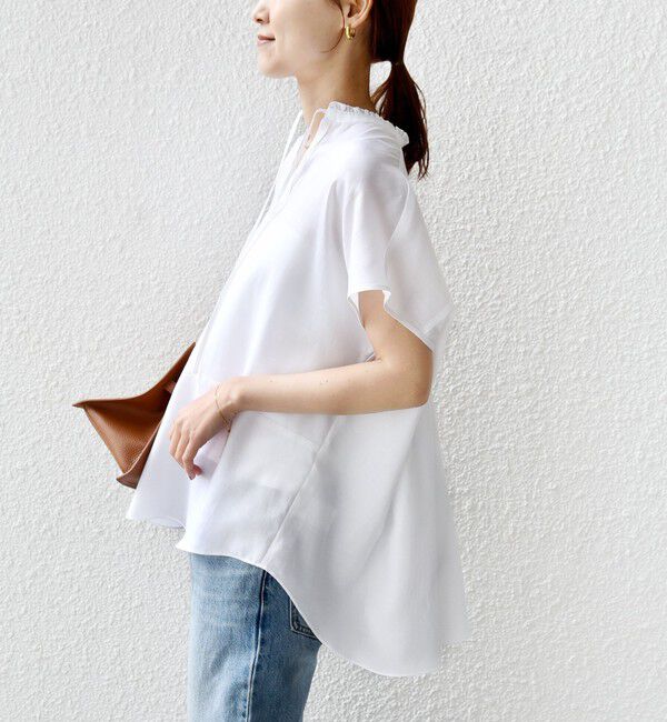 SHIPS for women「〈手洗い可能〉襟 フリル バック ギャザー ブラウス」|シャツ・ブラウス|