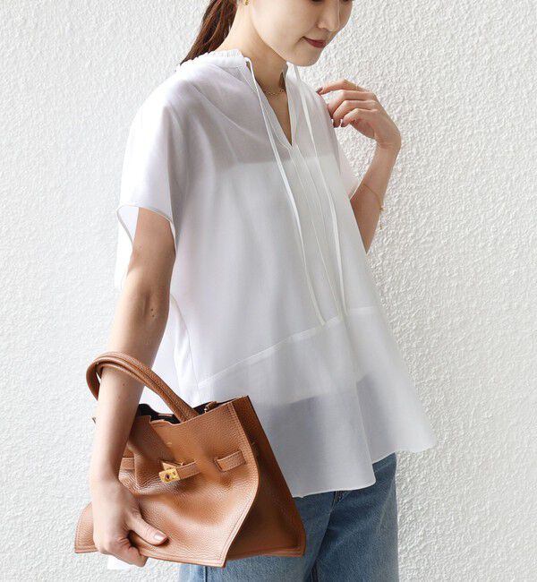 SHIPS for women「〈手洗い可能〉襟 フリル バック ギャザー ブラウス」|シャツ・ブラウス|