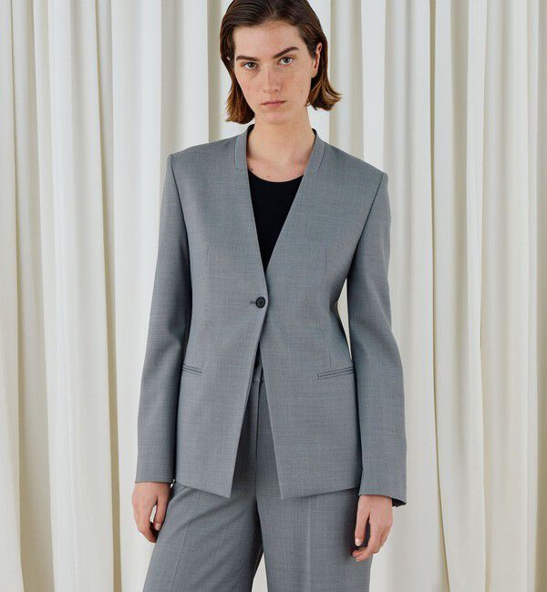 DES PRES「ポリエステルウールバラシャ Vカラージャケット」|ノーカラージャケット|