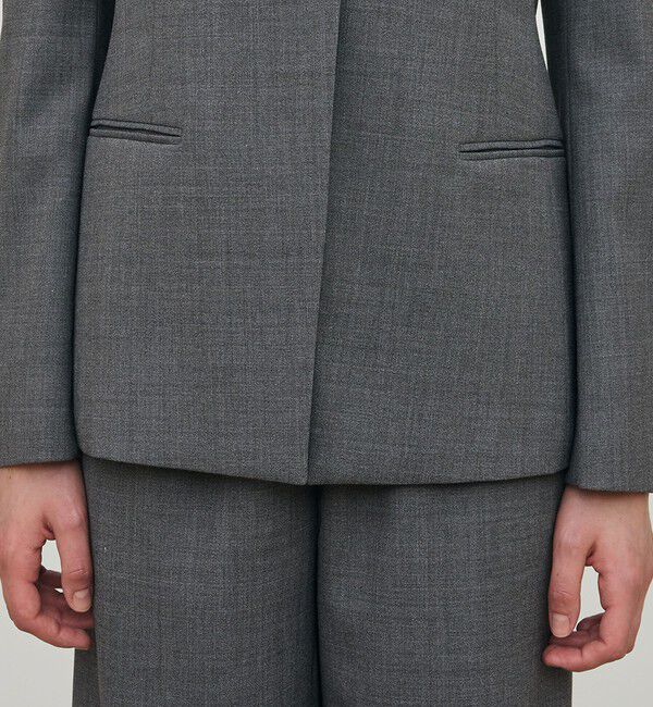 DES PRES「ポリエステルウールバラシャ Vカラージャケット」|ノーカラージャケット|