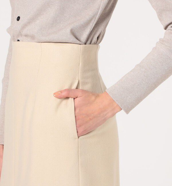 MACPHEE「ウールナイロンフランネル Iラインナロースカート」|タイト|
