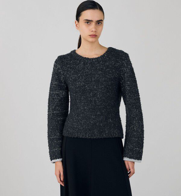 DES PRES「グリッターウールファー ラウンドネックプルオーバー」|ニット・セーター|