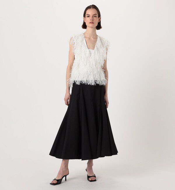 DES PRES「コットンサテン フィッシュテールボリュームスカート」|フレア|