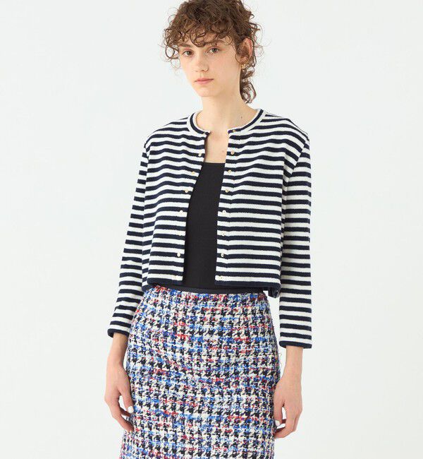 TOMORROWLAND collection「パイルボーダー クルーネックカーディガン」|カーディガン|