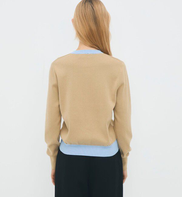 CABaN「コットンカシミヤ バイカラークルーネックカーディガン」|カーディガン|