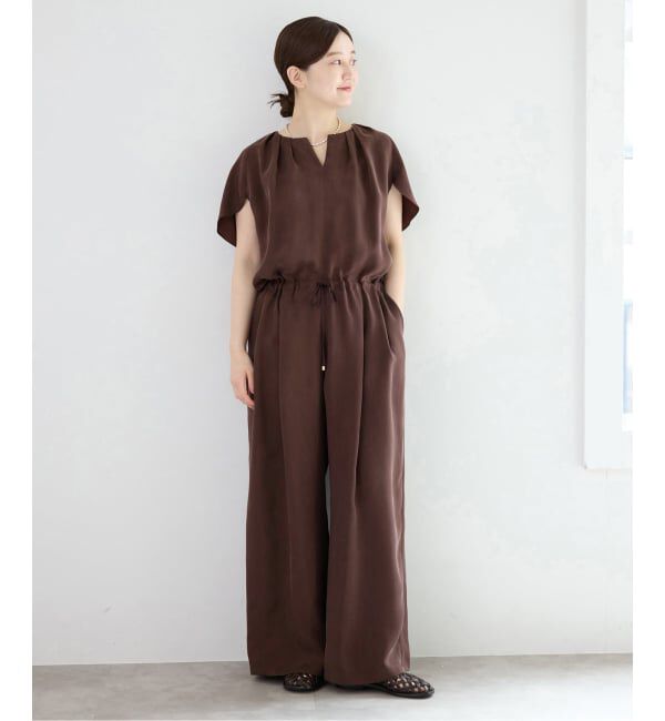 IENA「《予約》ウォッシャブル キュプラオーバーフレンチオールインワン」|オールインワン|