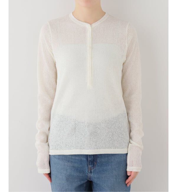 FRAMeWORK「ストレッチレースヘンリーカットソー」|Tシャツ・カットソー|ホワイト