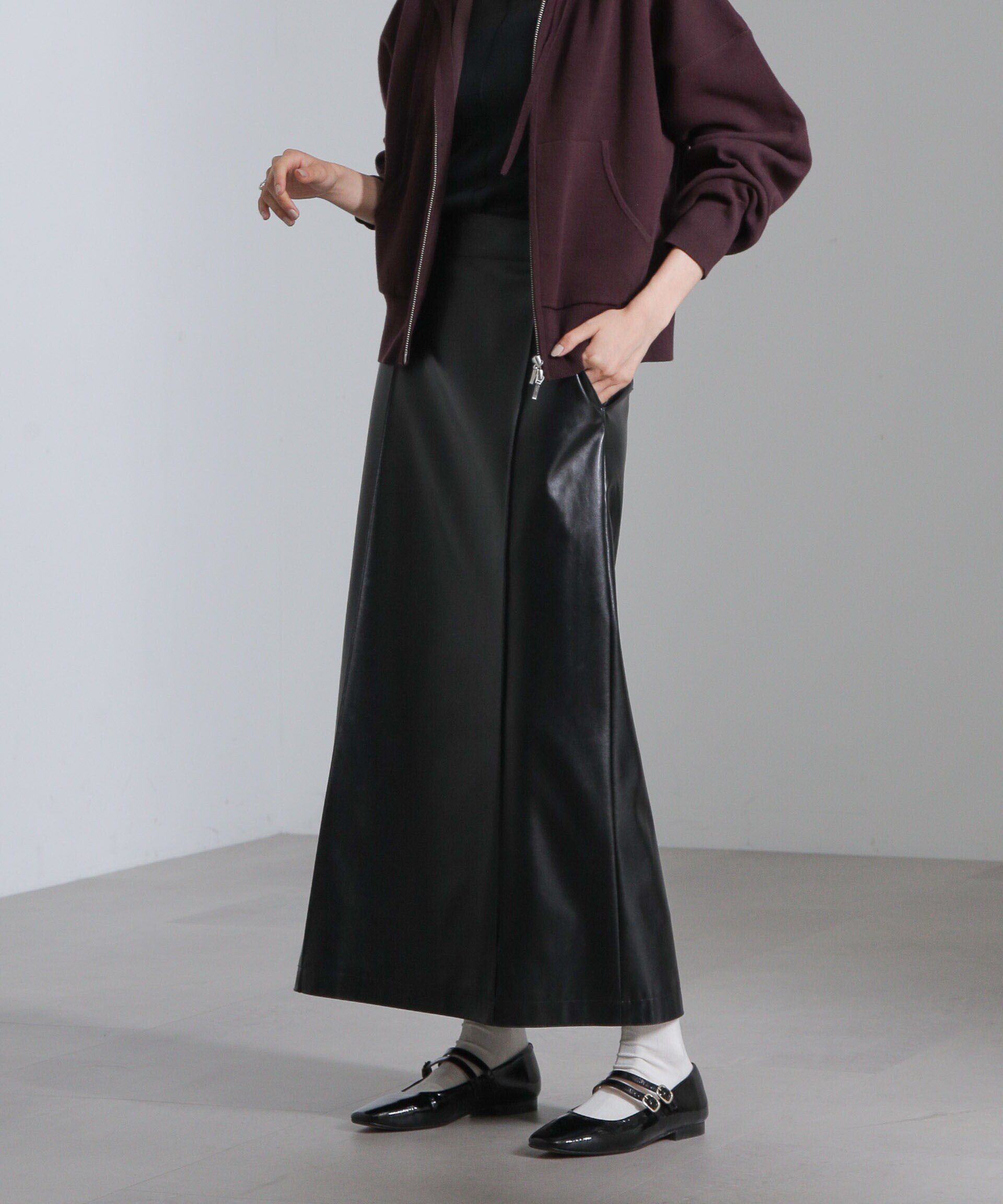 nano･universe「フェイクレザーピンタックスカート(セットアップ可)」|スカート|