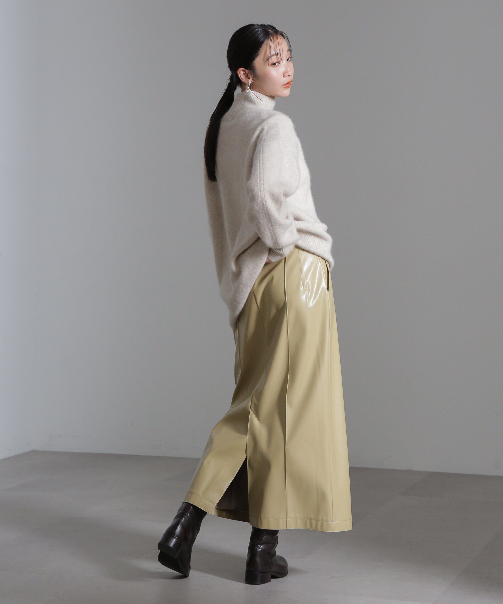 nano･universe「フェイクレザーピンタックスカート(セットアップ可)」|スカート|