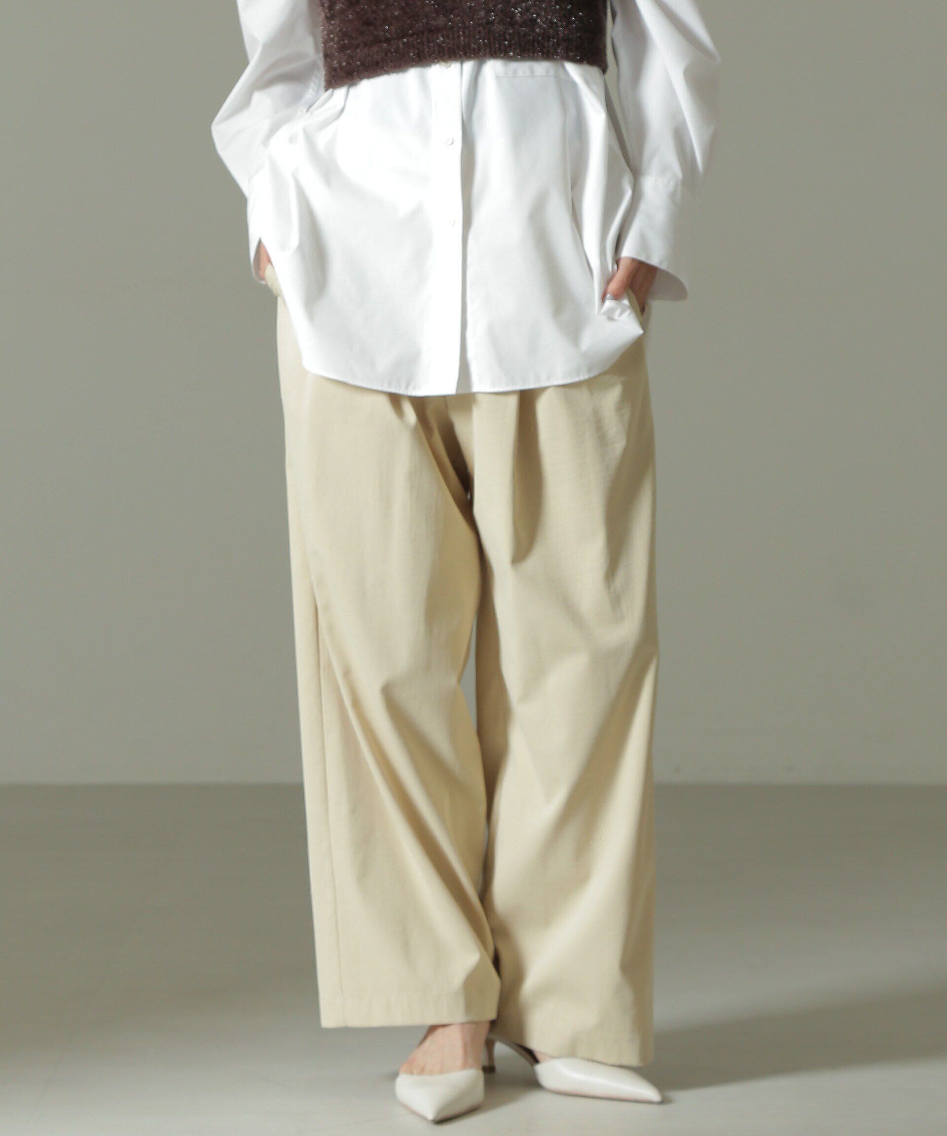 nano･universe「ツータックワイドパンツ」|チノ|