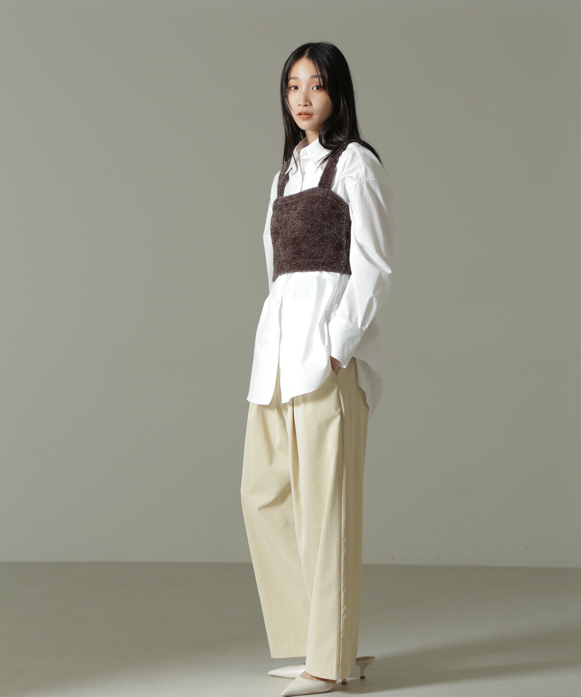 nano･universe「ツータックワイドパンツ」|チノ|