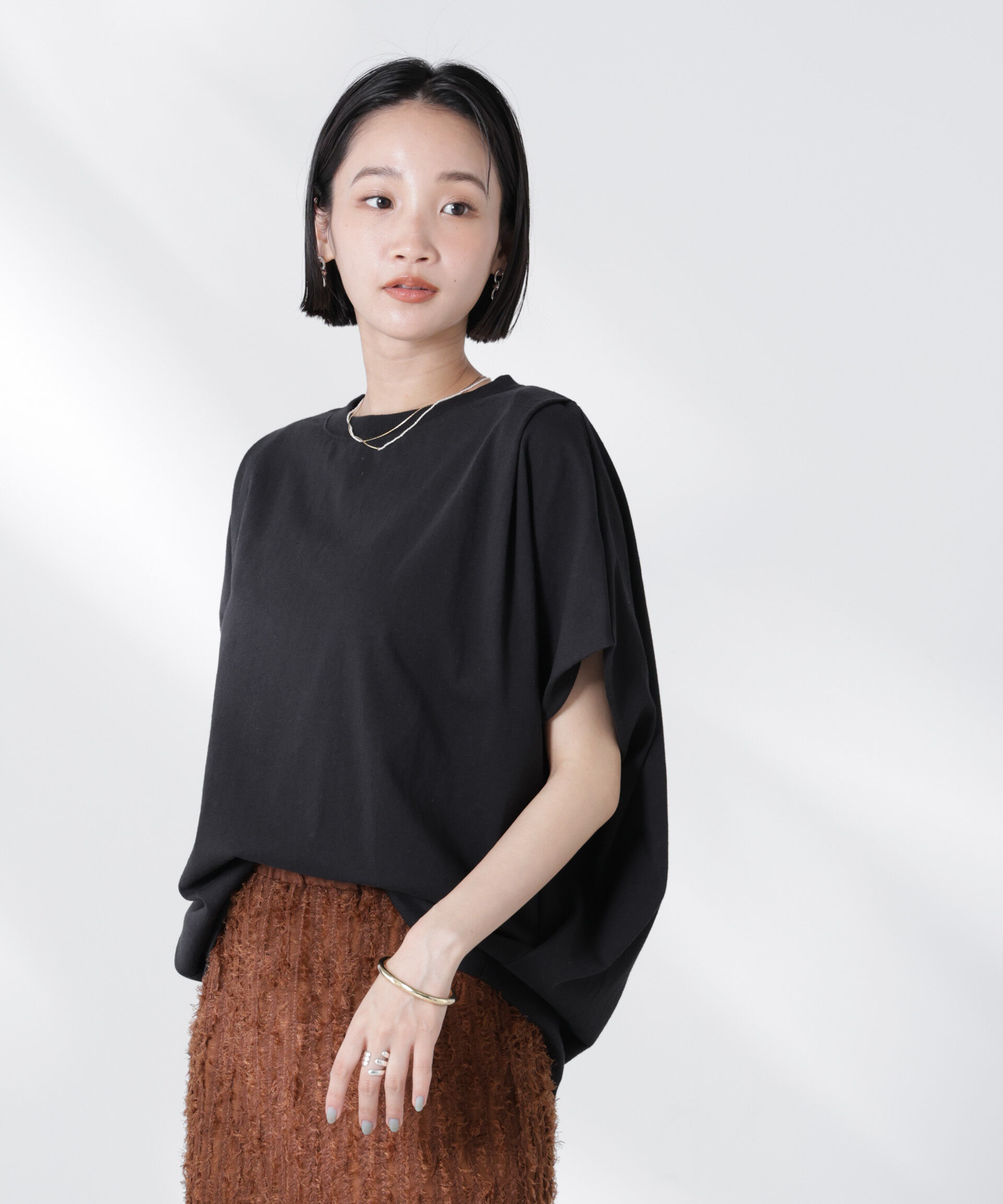 nano･universe「変形スリーブカットトップス」|Tシャツ・カットソー|