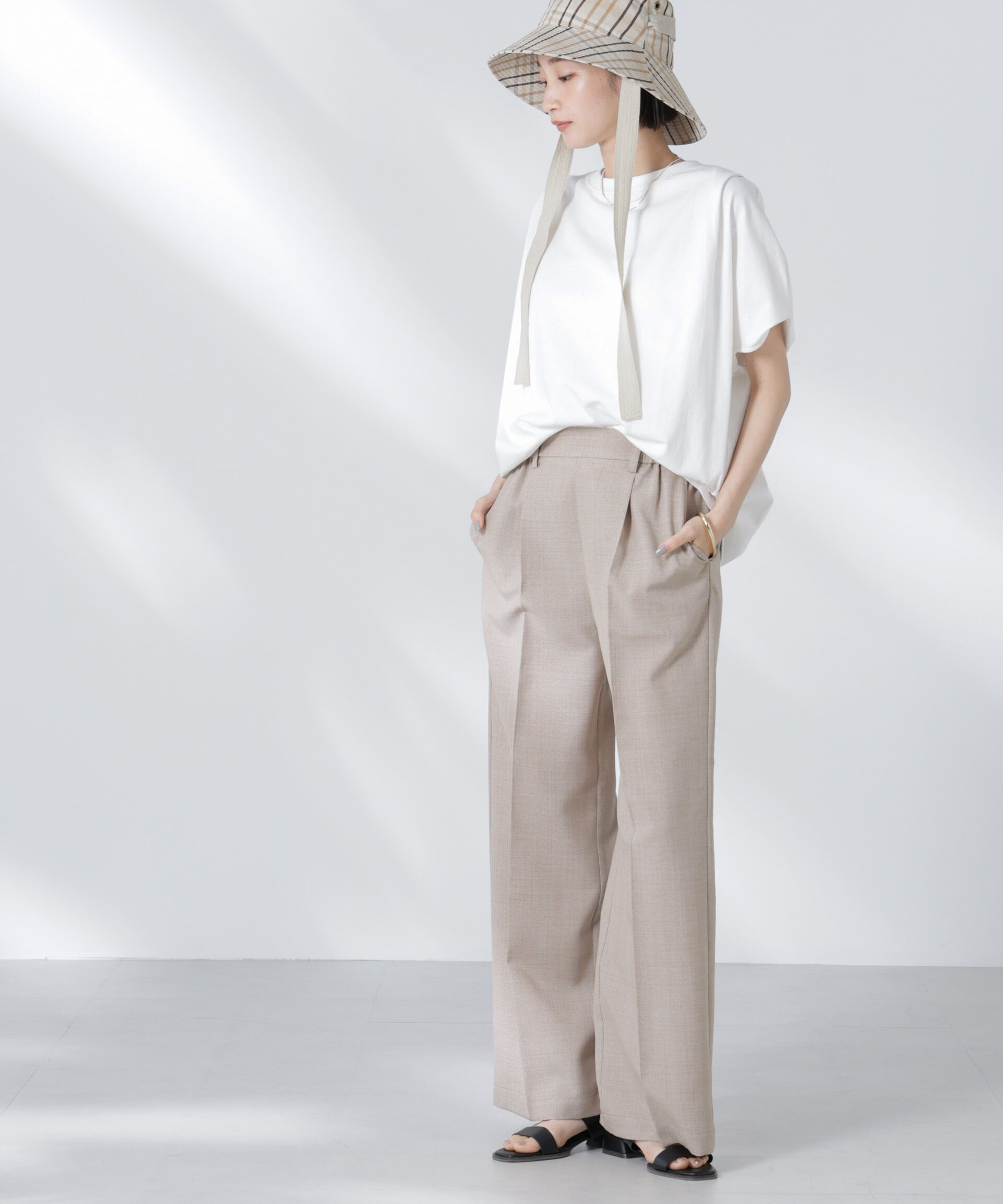 nano･universe「変形スリーブカットトップス」|Tシャツ・カットソー|