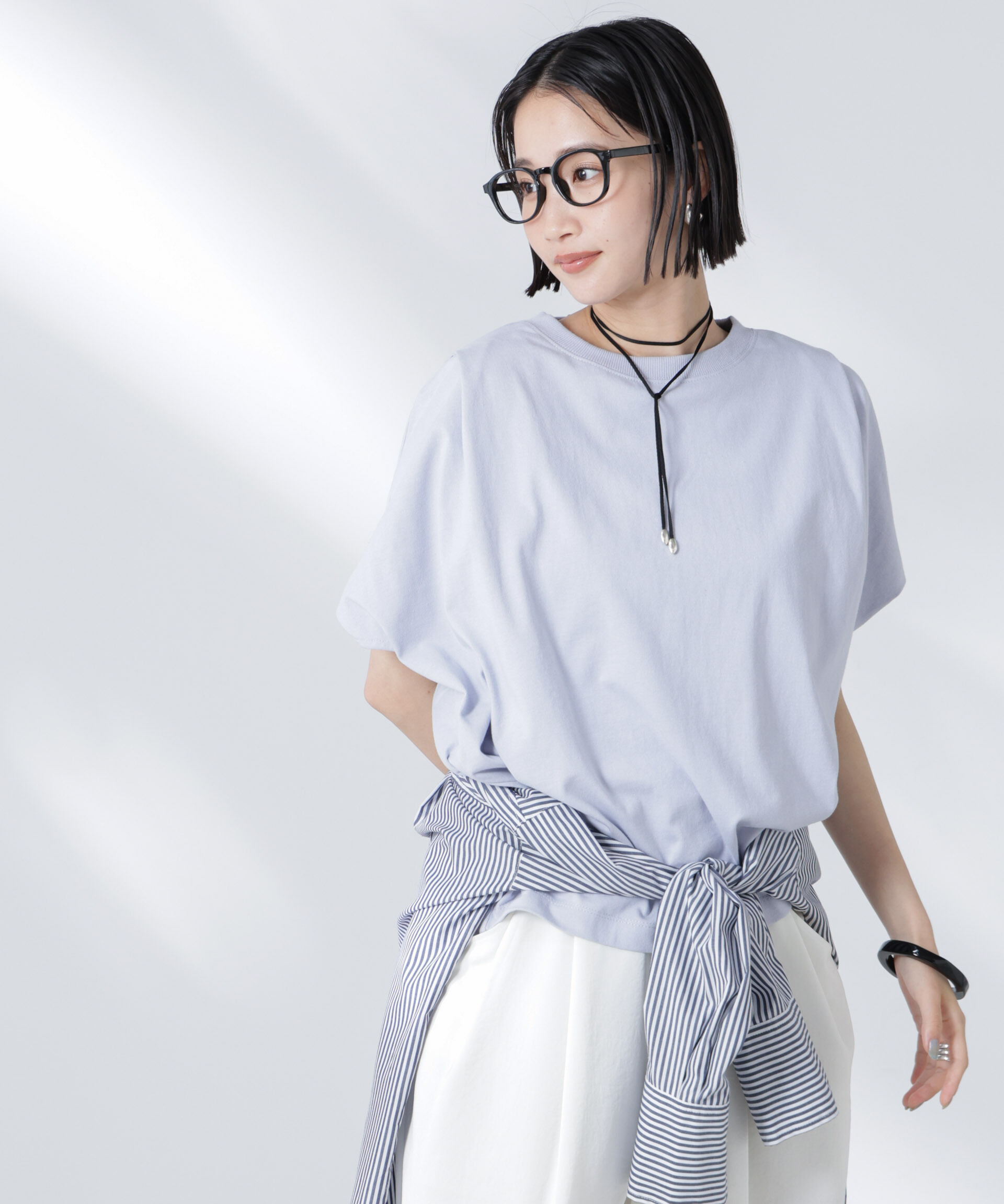 nano･universe「変形スリーブカットトップス」|Tシャツ・カットソー|L.ブルー1