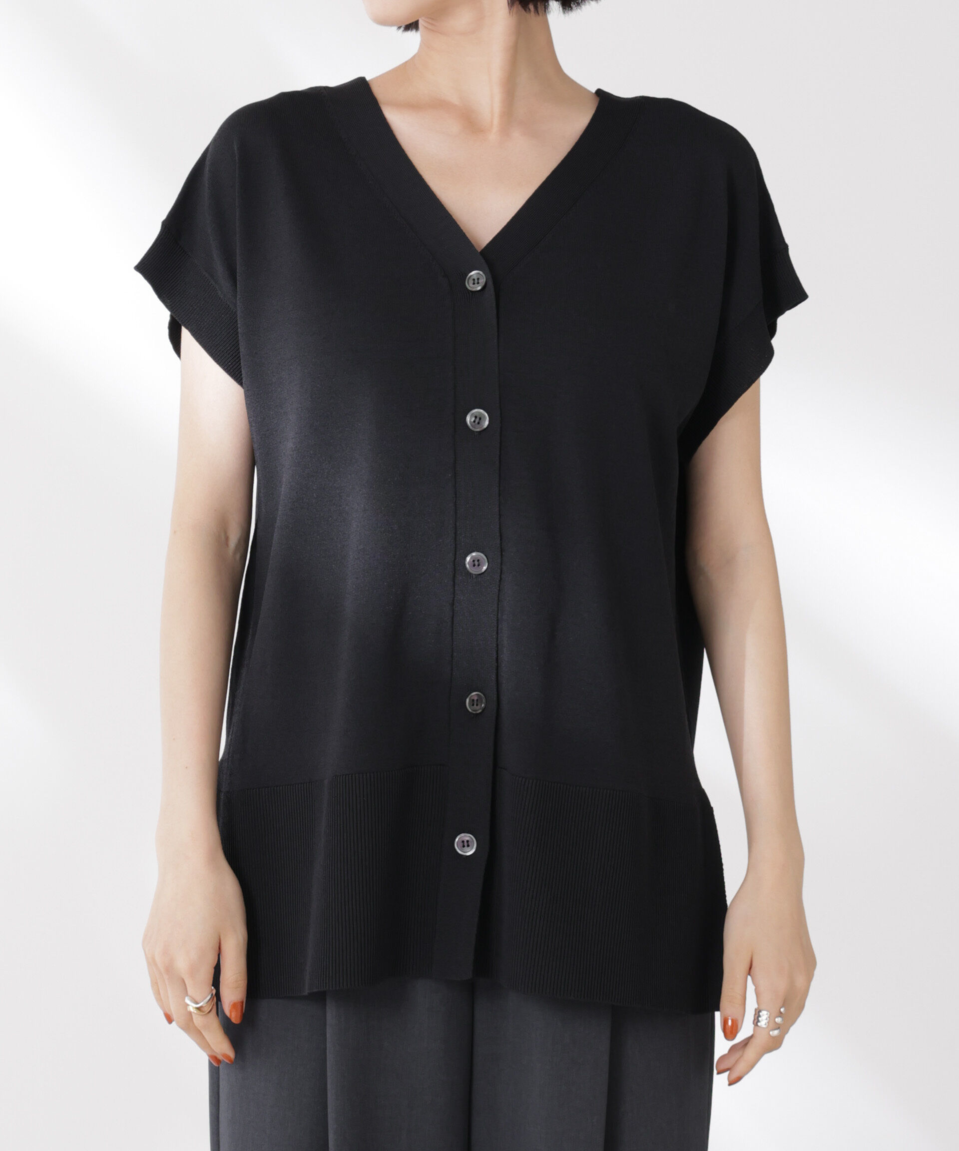 nano･universe「多機能強撚前後2wayフレンチスリーブニット」|ニット・セーター|