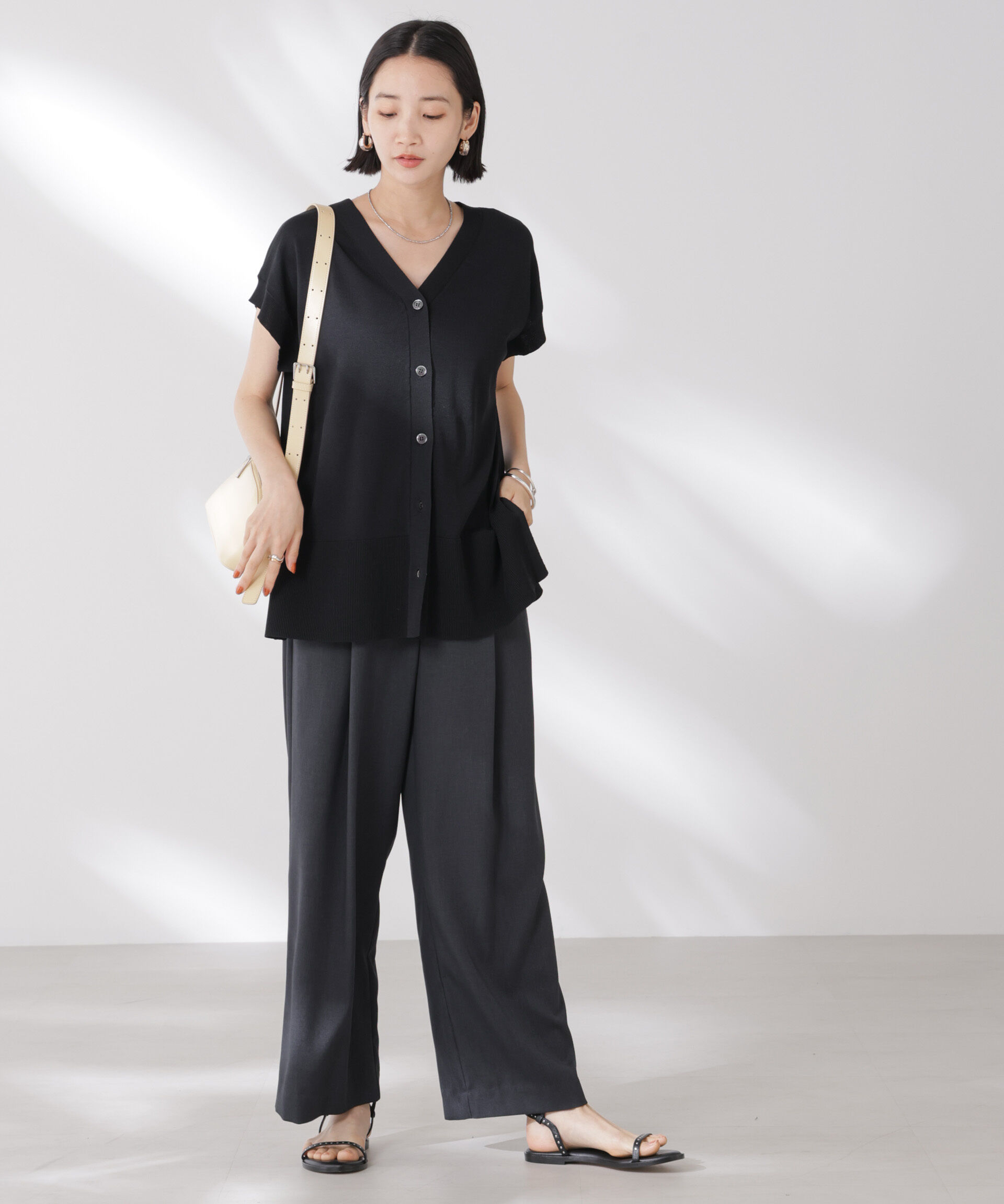 nano･universe「多機能強撚前後2wayフレンチスリーブニット」|ニット・セーター|