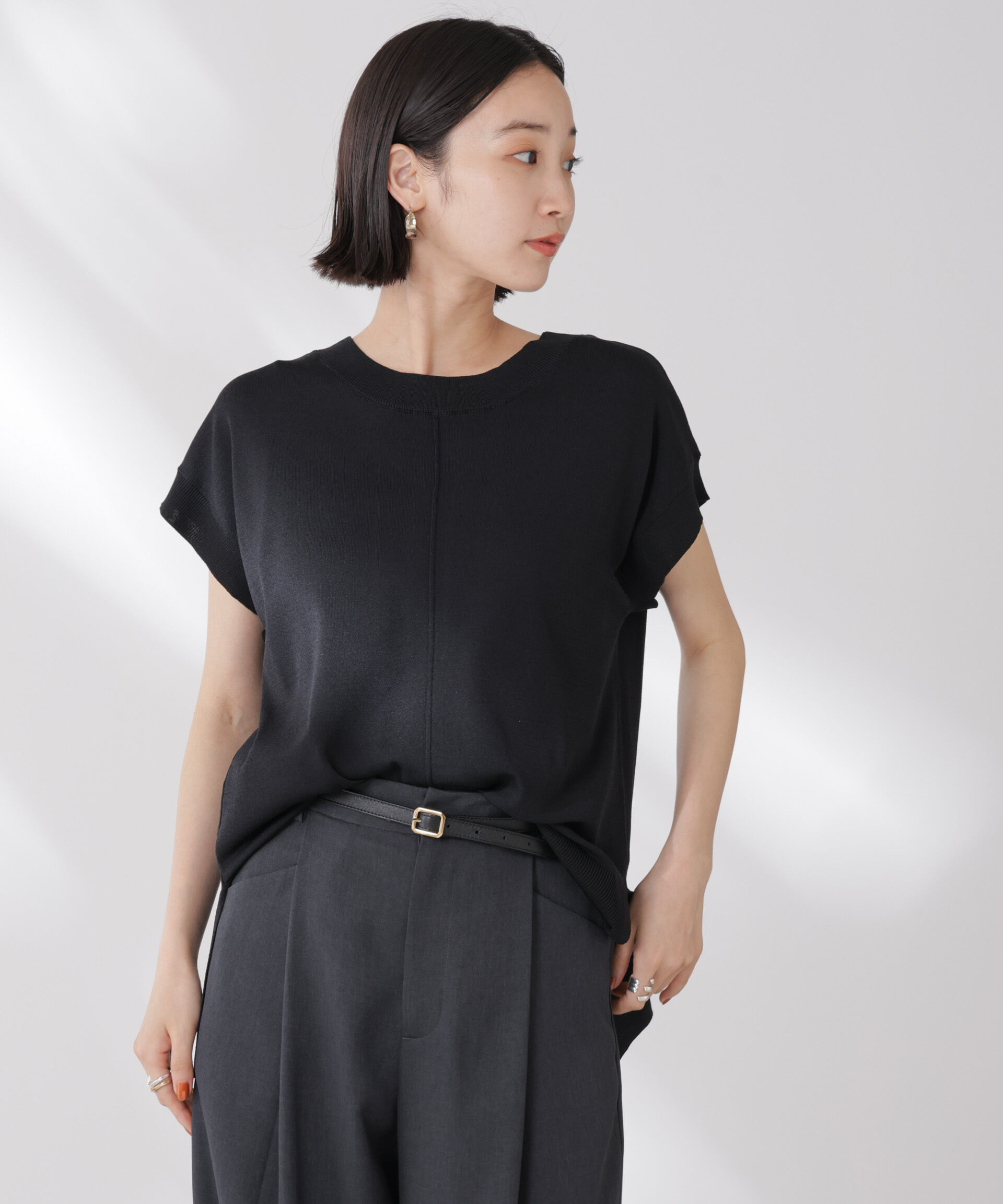 nano･universe「多機能強撚前後2wayフレンチスリーブニット」|ニット・セーター|